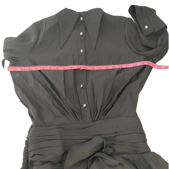 ZCRAVE Emma Dropped Waist Ruffled Organza Shirtdress Black Night Out Size Small - Picture 11 of 16